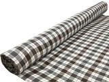 Brown, Grey & Soft White 100% Checked Linen