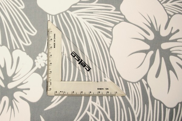 White Hibiscus on Pale Grey on Mid-Weight Rayon