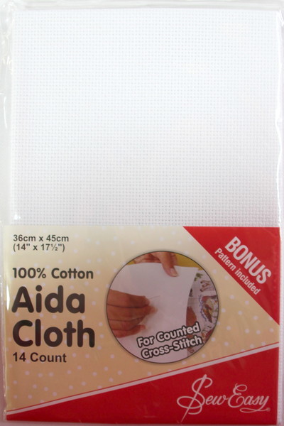 White Aida Cloth - 14 Count, 100% Cotton