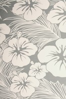 White Hibiscus on Pale Grey Mid-Weight Rayon