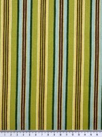 Greens & Multi Autumn Tones Striped "Ticking" Style 100% Cotton