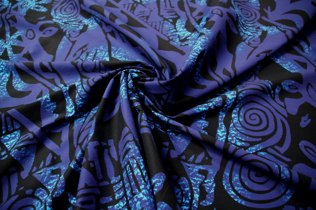 Deep Purple/Blue on Navy Pasifika Bengaline