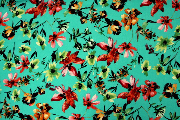Wildflowers on Jade Printed Rayon