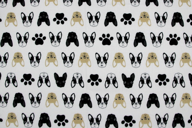 French Bulldogs on White Japanese Premium Printed Cotton