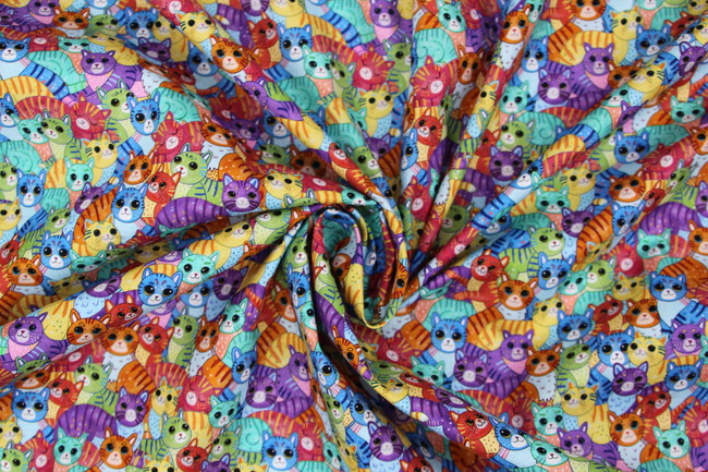 Packed Cool Cats on Premium Printed Cotton