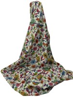 Luminous Birds, Butterflies & Flowers on White Premium Cotton