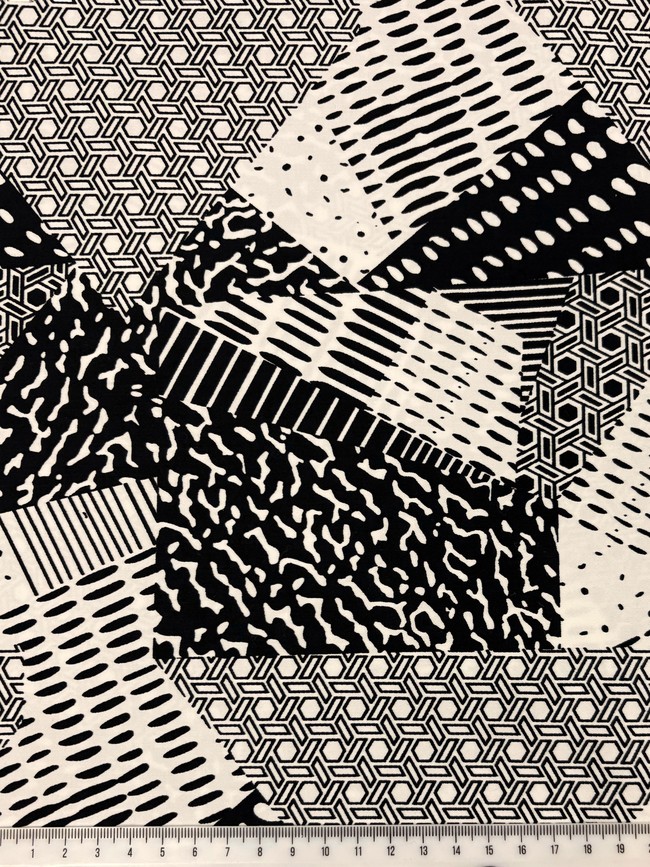 B & W Patch Print Stretch Cotton