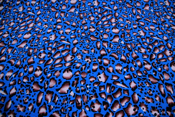 Leopard Print on Blue Stretch Knit