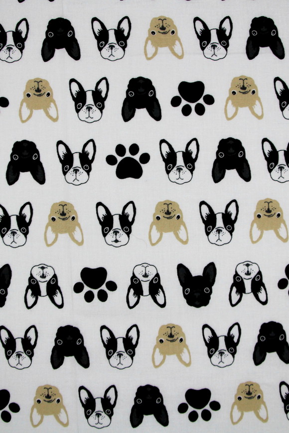 French Bulldogs on White Japanese Premium Printed Cotton