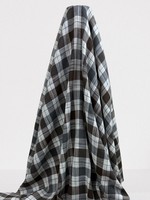 Brown, Grey & Soft White 100% Checked Linen