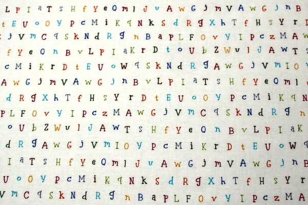Rainbow Alphabet on Ivory Printed Cotton