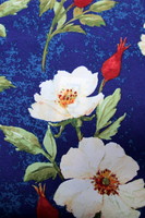Camellias on Navy Water-proofed & UV Coated Canvas