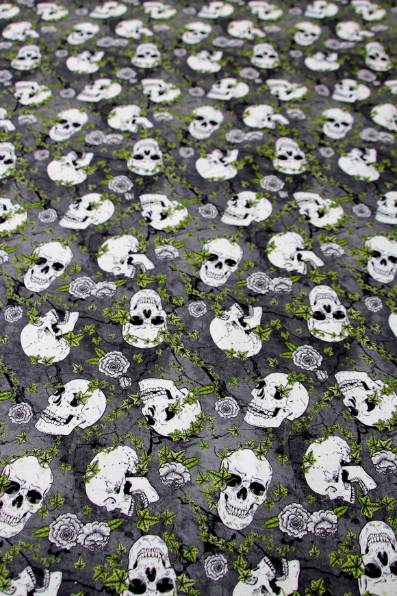Grey Skull-Duggery Premium Printed Cotton