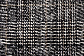 Black, Cream & Brown Houndstooth Check Wool Blend