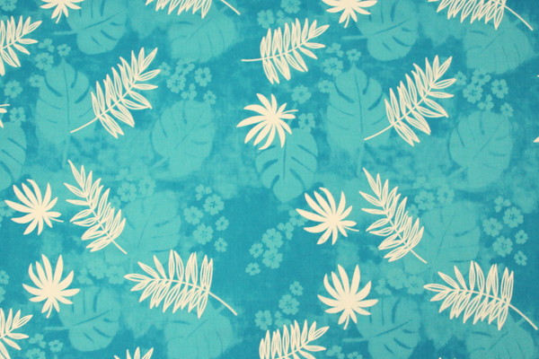 Island Palms on Turquoise Printed Cotton/Rayon Blend