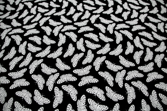 *REMNANT - Moths on Black Printed Cotton