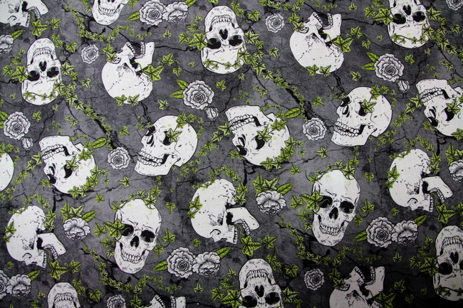 Grey Skull-Duggery Premium Printed Cotton