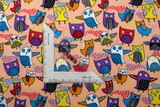 Funky Owls on Peach Printed Cotton