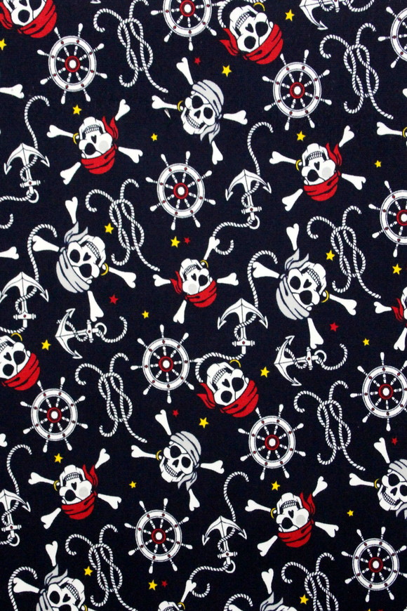 Pirates on Navy Printed Stretch Drill