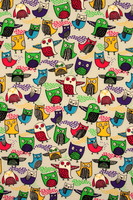 Funky Owls on Palest Blue Printed Cotton