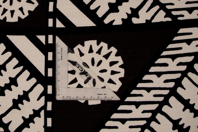 Dark Brown & Black Tapa Design on Natural Dobby Cotton