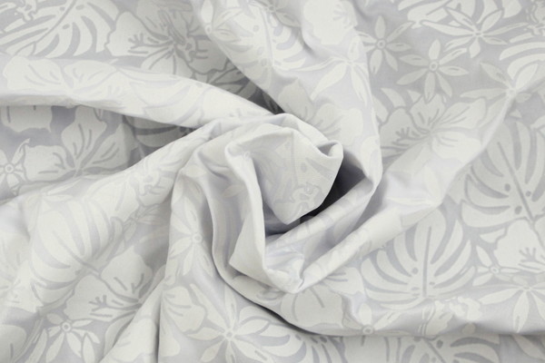 Island Flowers & Palms White on White Sturdy Stretch Knit