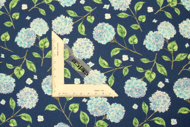 Summer Bliss Blue Hydrangea's on Blue Premium Printed Cotton