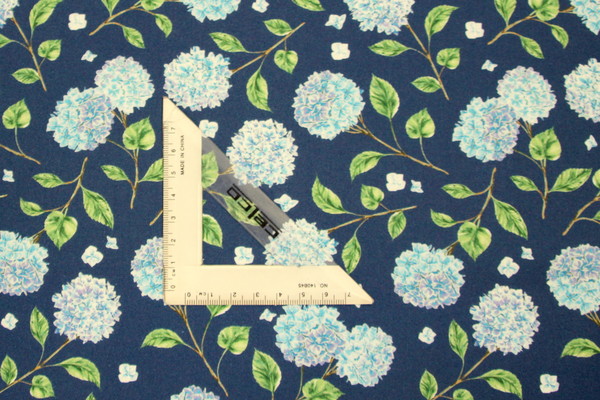 Summer Bliss Blue Hydrangea's on Blue Premium Printed Cotton