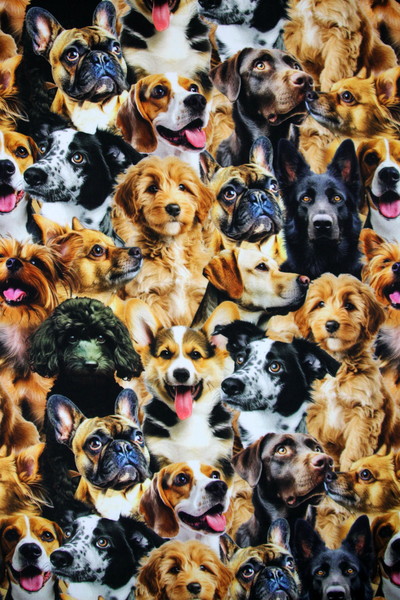 Furry Fun Crowded Dogs Premium Printed Cotton
