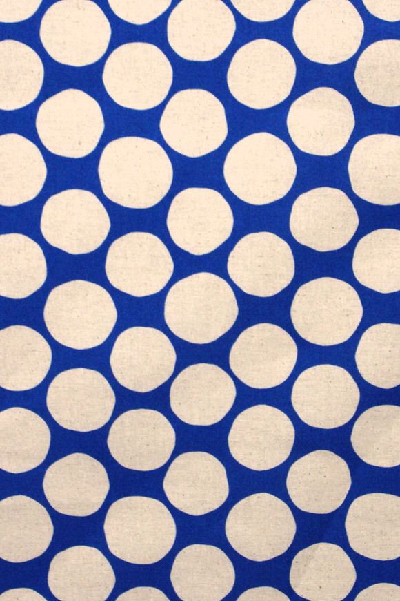 Large Neutral Spots on Royal Blue Linen/Cotton Blend