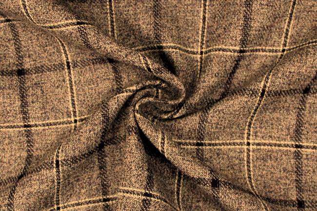 Brown & Cream Large Check Wool Blend