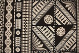 Dark Brown & Black Tapa Design on Natural Dobby Cotton