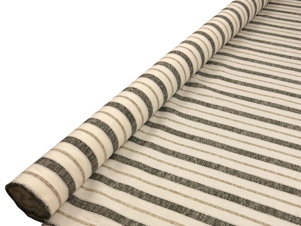 Olive, Beige & Ivory 100% Striped Linen