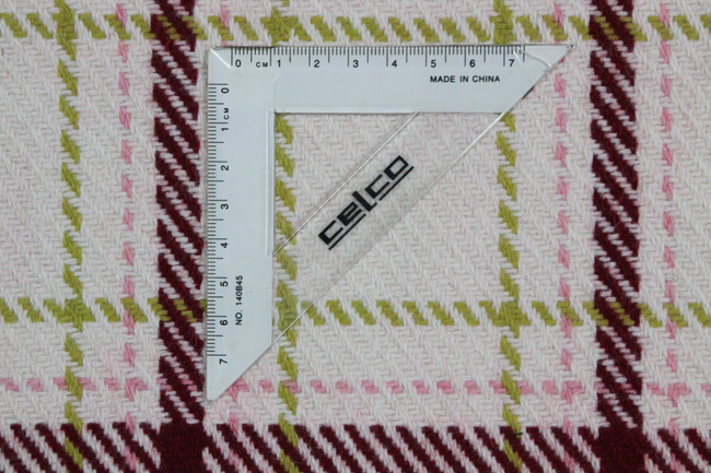 Pale Pink, Burgundy & Chartreuse Tartan Wool Blend 