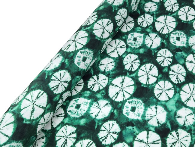 * SPECIAL * Green Tones Tie-Dye Circles Printed Rayon