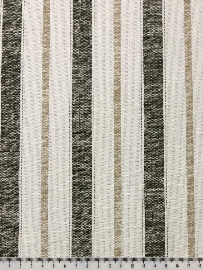 Olive, Beige & Ivory 100% Striped Linen