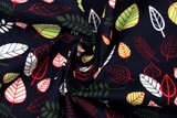 Assorted Leaves on Dark Navy printed Stretch Drill