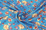 Hedgerow Roses on Sky Blue Printed Rayon