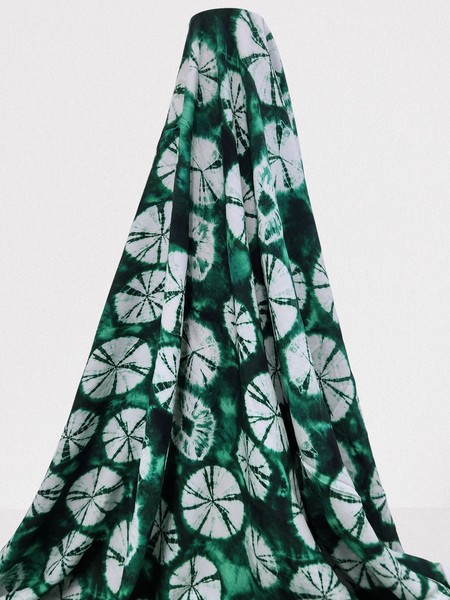 * SPECIAL * Green Tones Tie-Dye Circles Printed Rayon