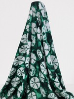 * SPECIAL * Green Tones Tie-Dye Circles Printed Rayon