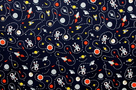 Space Exploration on Navy Printed Stretch Drill