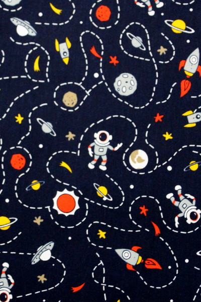 Space Exploration on Navy Printed Stretch Drill