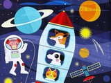 * REDUCED * Rockets in Space Printed Panel