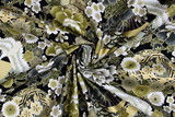 Gilded Cranes & Flowers on Black Japanese Premium Printed Cotton