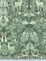 Foxwood Woodland Animals on Sage Printed Cotton
