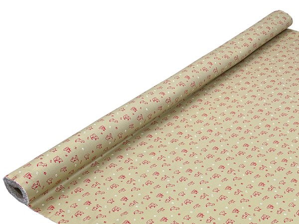 Red Dogs on Beige Printed Cotton