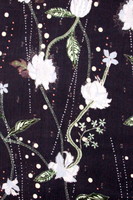 Pale Blue & Pink Wildflowers on Navy Printed Chiffon