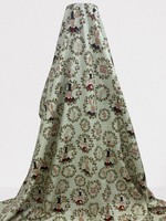 Floral Bunny Portraits on Palest Green Printed Cotton