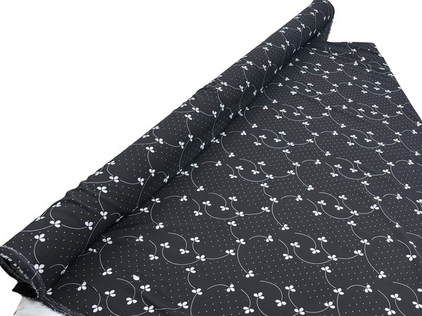 White on Black Spotted Garden Printed Polyester