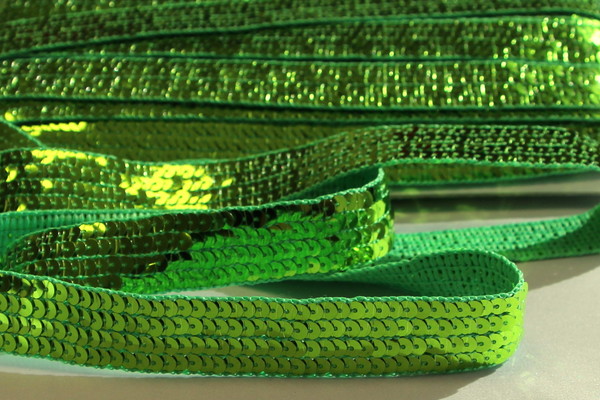 Glossy Lime Circle Sequin Trim